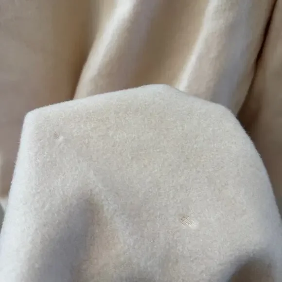 Vintage 1980's 100% Pure Wool Cream Fur Collar Long Coat - Picture 8 of 8